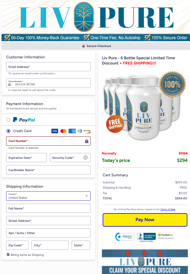 Liv Pure-checkout-page